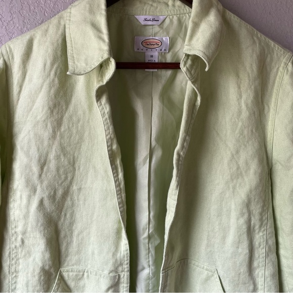 Talbots Petites Vintage Irish Linen Open Blazer Jacket 16P Minimal Office Career - Picture 2 of 8